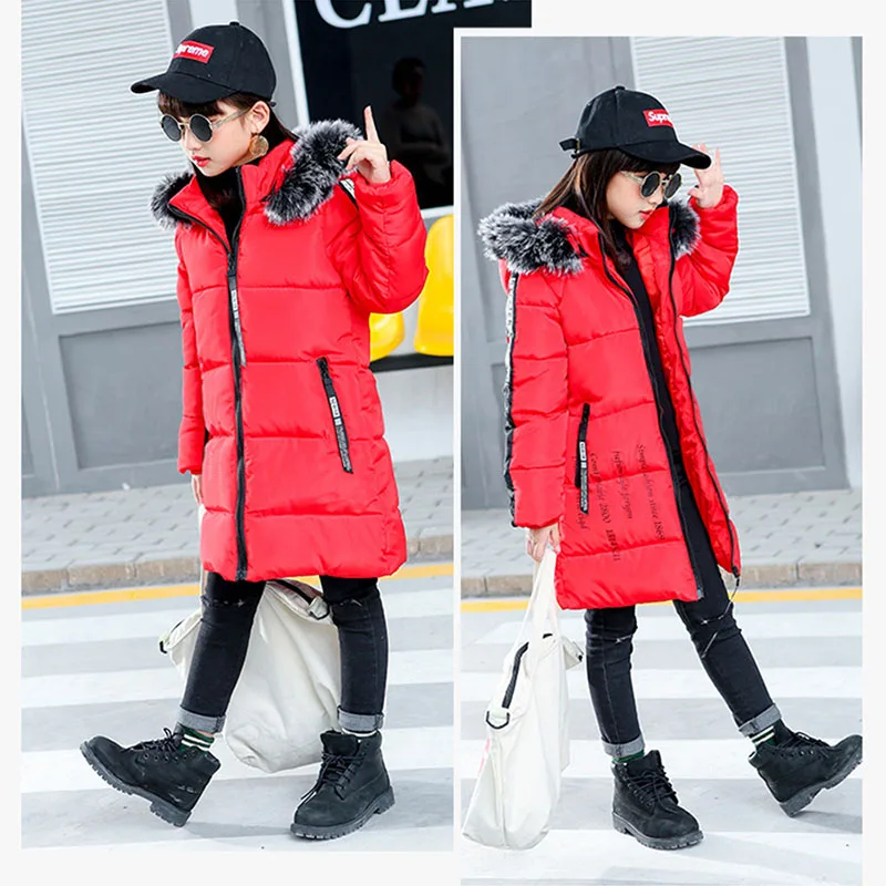 New Fashion Warm Thickening Winter Coat Children Outerwear Windproof Baby Boys Girls Jackets For 5-12 Years Old - Цвет: red