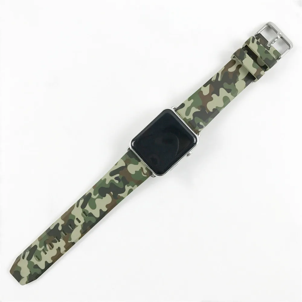 Силиконовый ремешок для наручных часов Apple Watch, версии 40/44/38/42 мм камуфляж Стиль спортивный браслет Series 5 4 3 2 1 часы ремешок на запястье