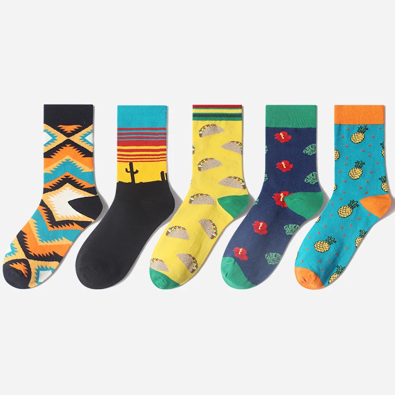 

Long cotton socks explosion models 2019 fashion elements autumn and winter casual and comfortable tube socks cartoon series