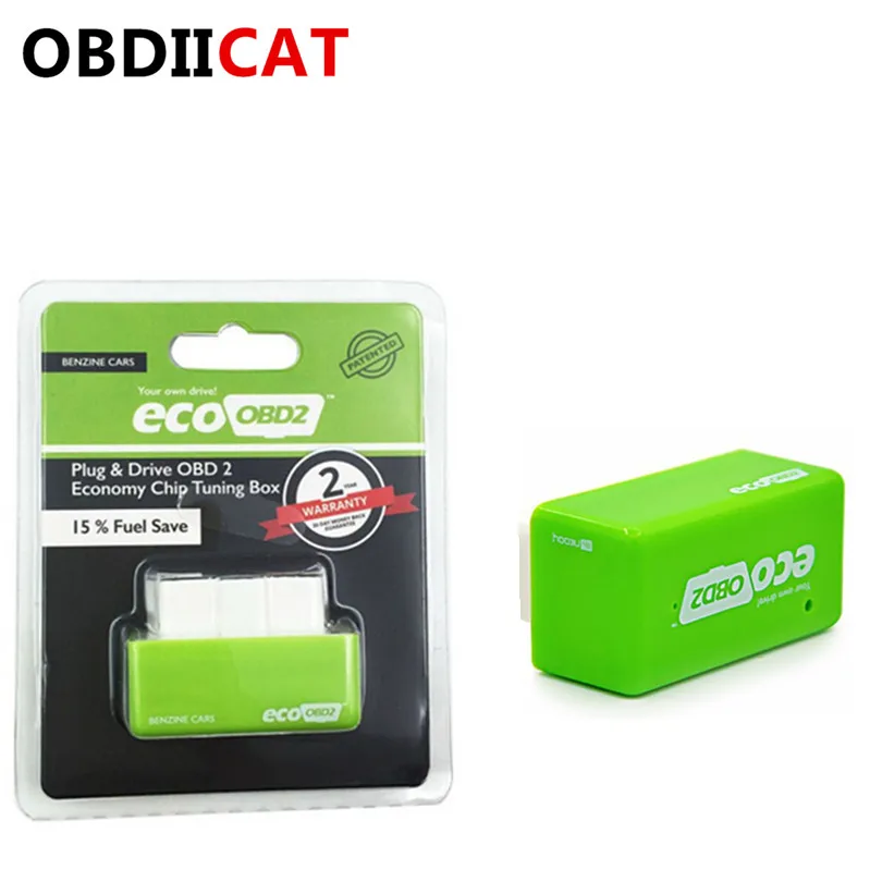 

New 15% Fuel Save EcoOBD2 ECU Chip Tuning Box For Benzine Car ECO OBD2 Plug& Drive Green ECOOBD2 Lower Fuel Lower Emission