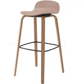 

The Bar Chair Is Contemporary And Contracted Solid Wood High Web Celebrity Bar Stool Chair Creative Leisure Household Nordic Sto