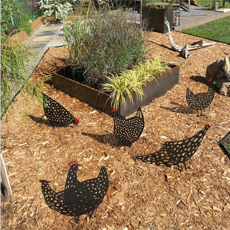 

Acrylic Chicken Decoration Hen Animal Silhouette with Stakes Outdoor Lawn Ornament