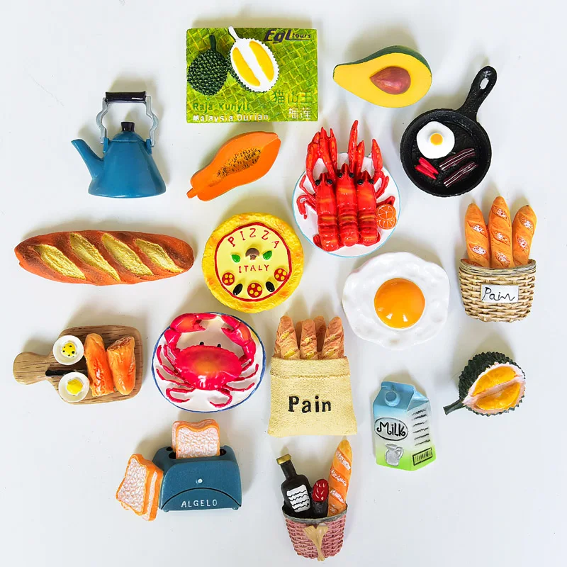 Refrigerator stickers cartoon lovely magnetic 3d personality creativity pizza bread egg fridge magnets home decorations | Дом и сад