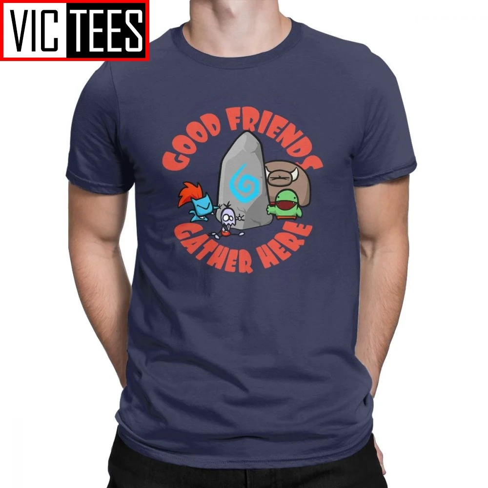 Новинка, мужские футболки с надписью Good Friends orde Carbot, мужские футболки из чистого хлопка, футболки с коротким рукавом для игр в стиле аниме, летняя одежда - Цвет: Тёмно-синий