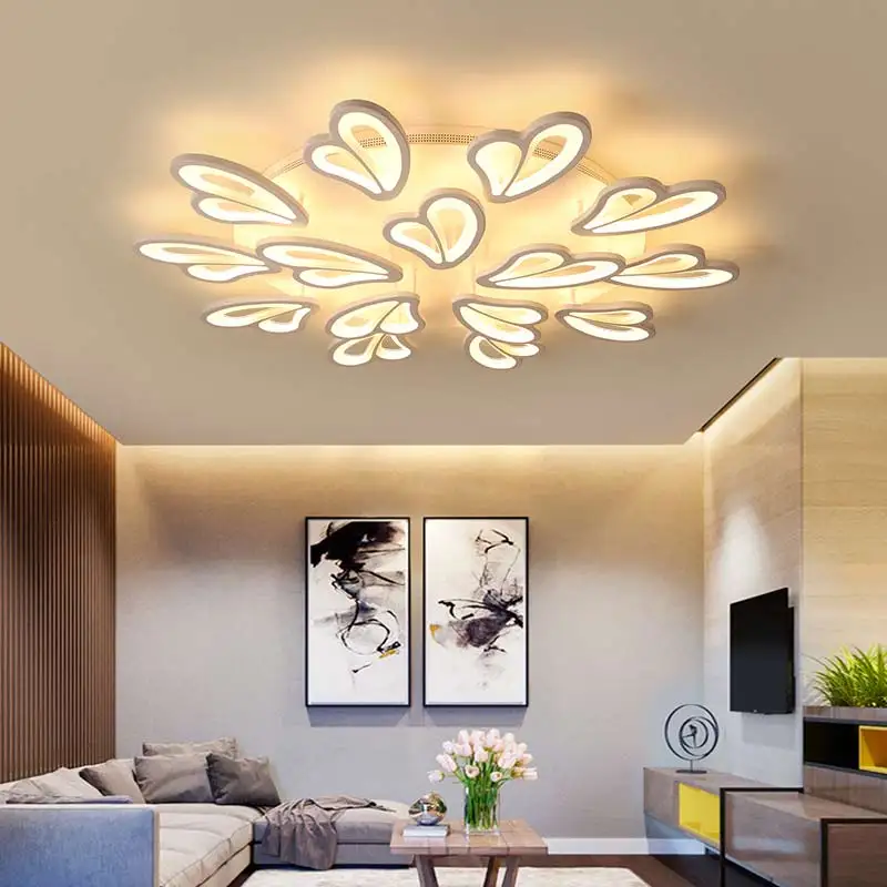 

Modern Chandelier Lighting Living Room Led Lamp Bedroom Kitchen Dining Room Decor Home Light Fixtures White Acrylic Iron Lustre