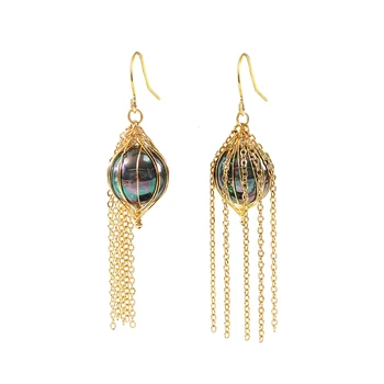 

LANFLORA fashion long handmade tassel women earrings Imitation Pearl earrings copper alloy earrings