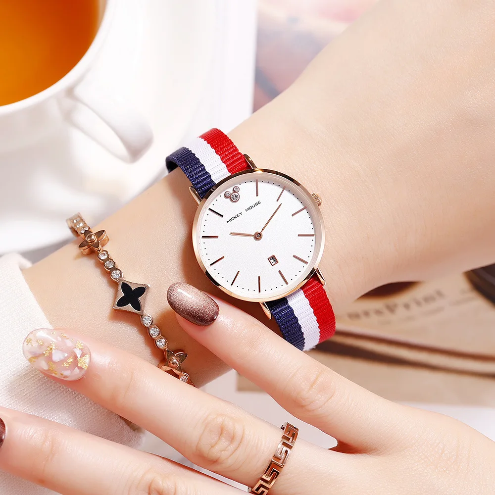 

European Style Simple Style Stripes Webbing Ladies' Watch Calendar Quartz Watch 288