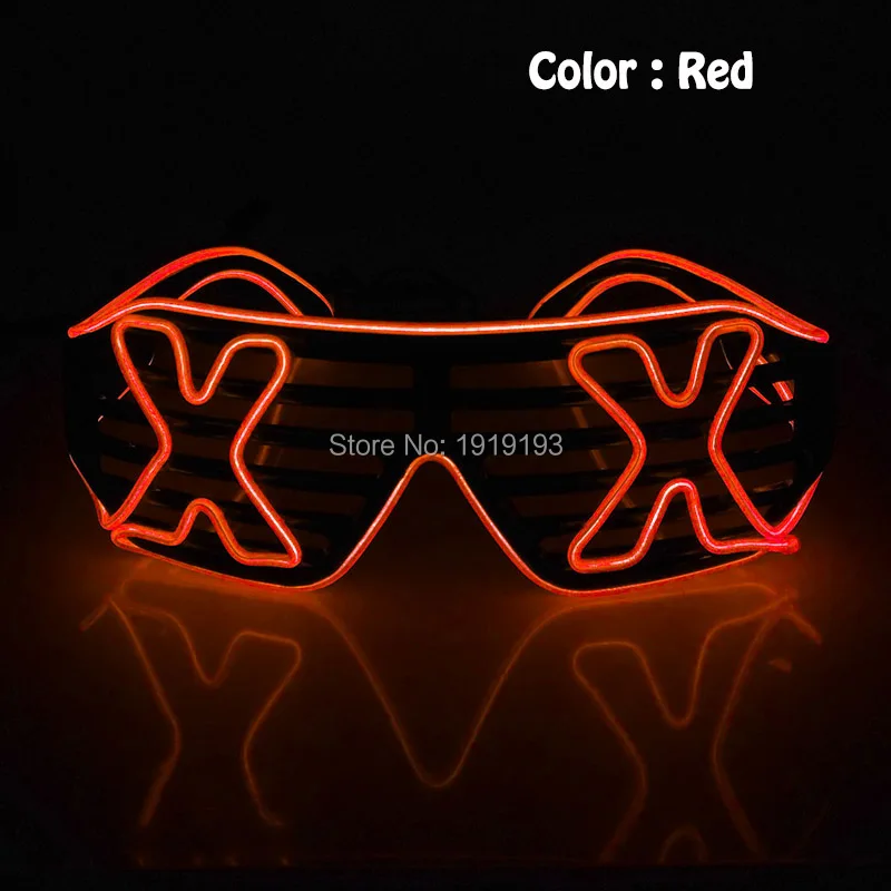 Привлекательные EL очки карнавал очки для вечеринки Рождество Led флуоресцентные солнцезащитные очки для пасхи диско сверкающие принадлежности для вечеринки - Цвет: Glasses 01-Red
