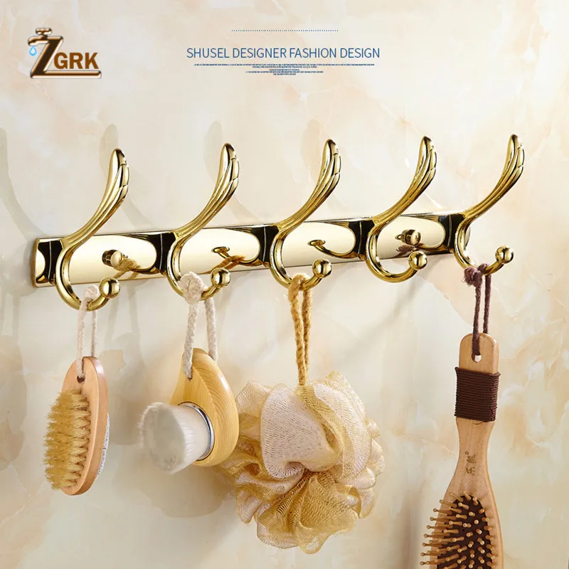 ZGRK роскошный хрустальный набор аксессуаров для ванной комнаты, Золотой полированный набор оборудования для ванной, настенные аксессуары для ванной комнаты banheiro