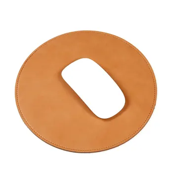 

Noiseless Smooth Surface Round Shape Waterproof Universal Home Office Non Slip Solid Soft Mouse Pad PU Leather Gaming Cushion