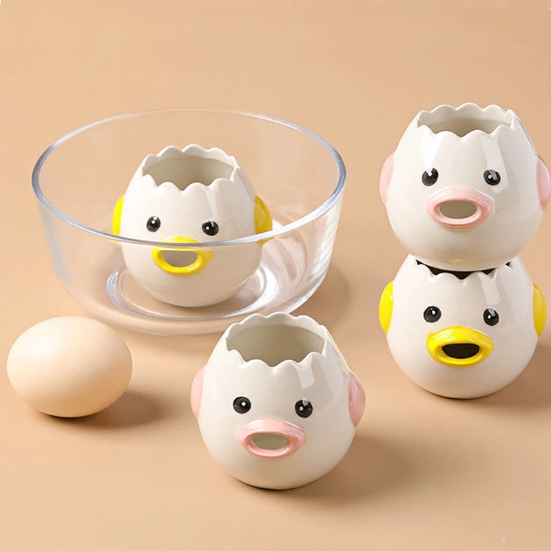 Separador de huevos de gallina con dibujos animados creativos, yema de huevo,  cerámica, dibujos animados, suministros de cocina para comedor|Separador de  claras de huevo| - AliExpress