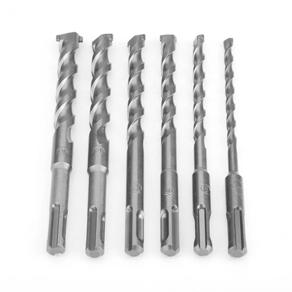 

6Pcs Drill Bits Electric Rotary Hammer Concrete Drill Bit Set Chrome Steel Straight Shank Drilling Tool