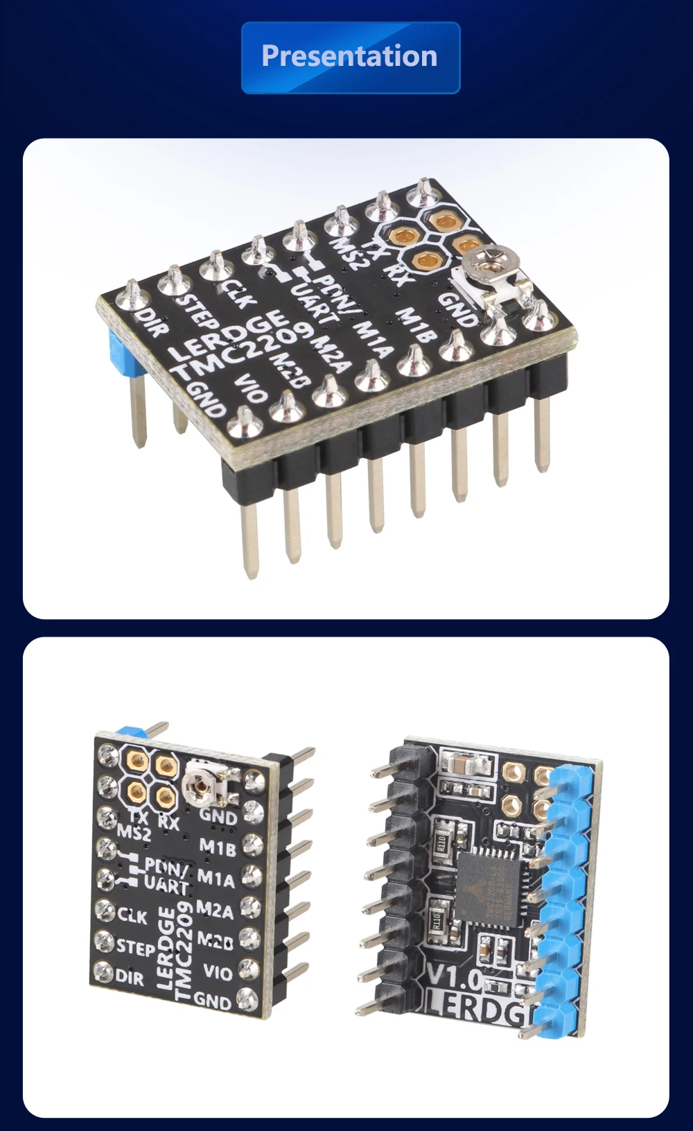 LERDGE 3d части принтера TMC 2209 Драйвер шагового двигателя 256 UART TMC2208 A4988 LV8729 TMC2130 Stepstick 2.0A ультра-бесшумный Ender3