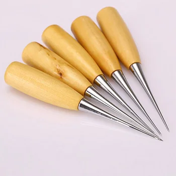 

Professional Leather Wood Handle Awl Tools For Leathercraft Stitching Sewing DC120