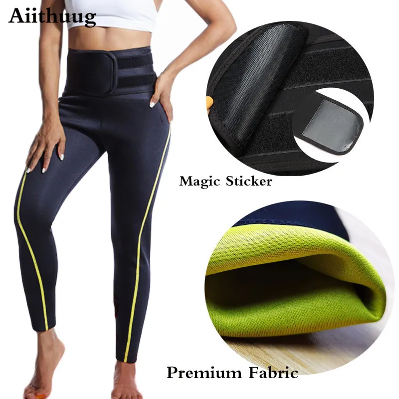 tummy tucker Aiithuug Women Waist Trainer Sauna Pants High Waist Slimming Legging Tummy Control Neoprene Weight Loss Body Shaper Pants shapewear bodysuit