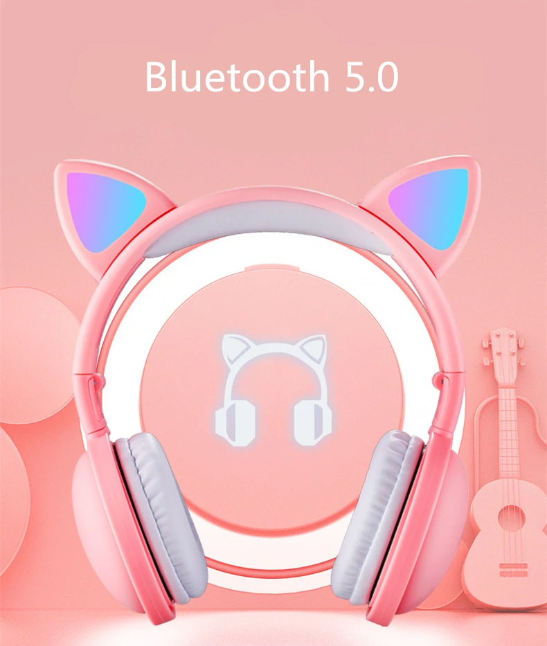 Новое поступление RGB цветной светодиодный кошачий наушник с шумоподавлением Bluetooth 5,0 гарнитура для взрослых и детей с микрофоном