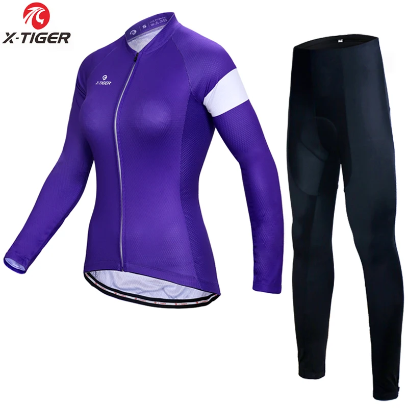 Normal Cycling Set X-Tiger Для женщин Pro зима Термальность флисовые Велоспорт Джерси MTB с длинным рукавом набор Велоспорт велосипед одежда Утепленная одежда велосипеда Костюмы - Цвет: Normal Cycling Set