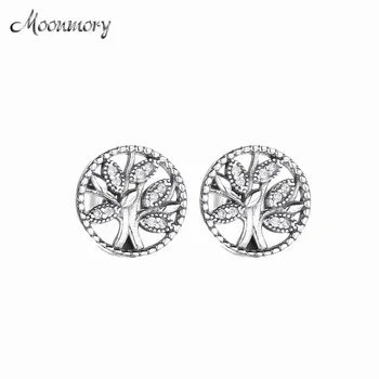 

Moonmory 2020 Tree Of Life Stud Earrings 925 Sterling Silver Heart Earring Clear CZ Fashion Jewelry Women Wedding Jewelry