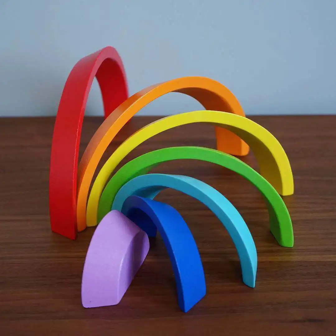 

Educational Color Infrared Building Blocks Five-color Arch Bridge Building Blocks Wooden Children'S Educational Early Childhood