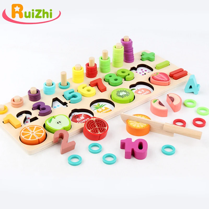 

Ruizhi Three-In-One Multi-Function Digital Shape Paired Building Blocks Cutting Fruit Wooden Magnetic Board Kids Toys RZ1143