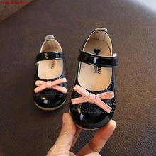 Детская обувь для малышей на весну, лето и осень; кожаная обувь с бантом для девочек; модная обувь принцессы на плоской подошве; размеры 21-25