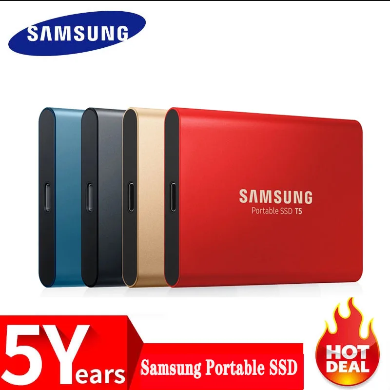 Внешний портативный накопитель Samsung T5 SSD 250 ГБ 500 1TB 2 ТБ USB 3 1 внешний твердотельный