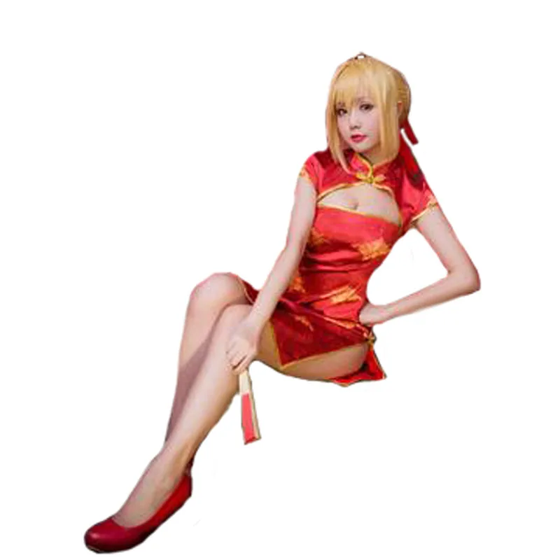 Сабля Косплэй чехлы для телефонов Nero красный костюм Cheongsam Китайский Стиль аниме Fate Extella сабля Косплэй судьба Экстра Nero костюм Для женщин