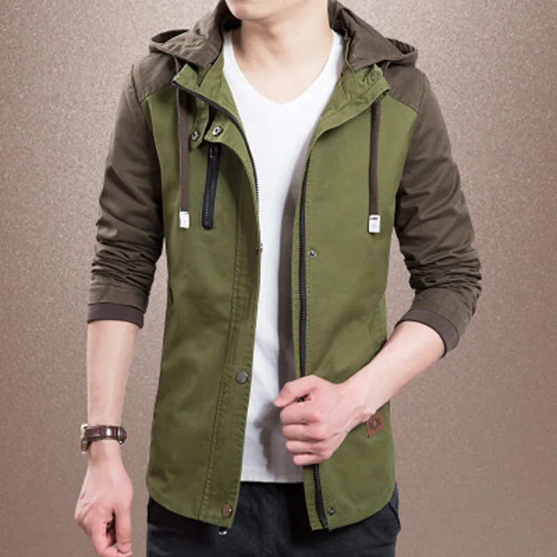 

Men Patchwork Short Black Mens Jackets And Coats New Hooded Tactical Jacket Brand Clothing Slim Casual Men's Coat WUJ1200