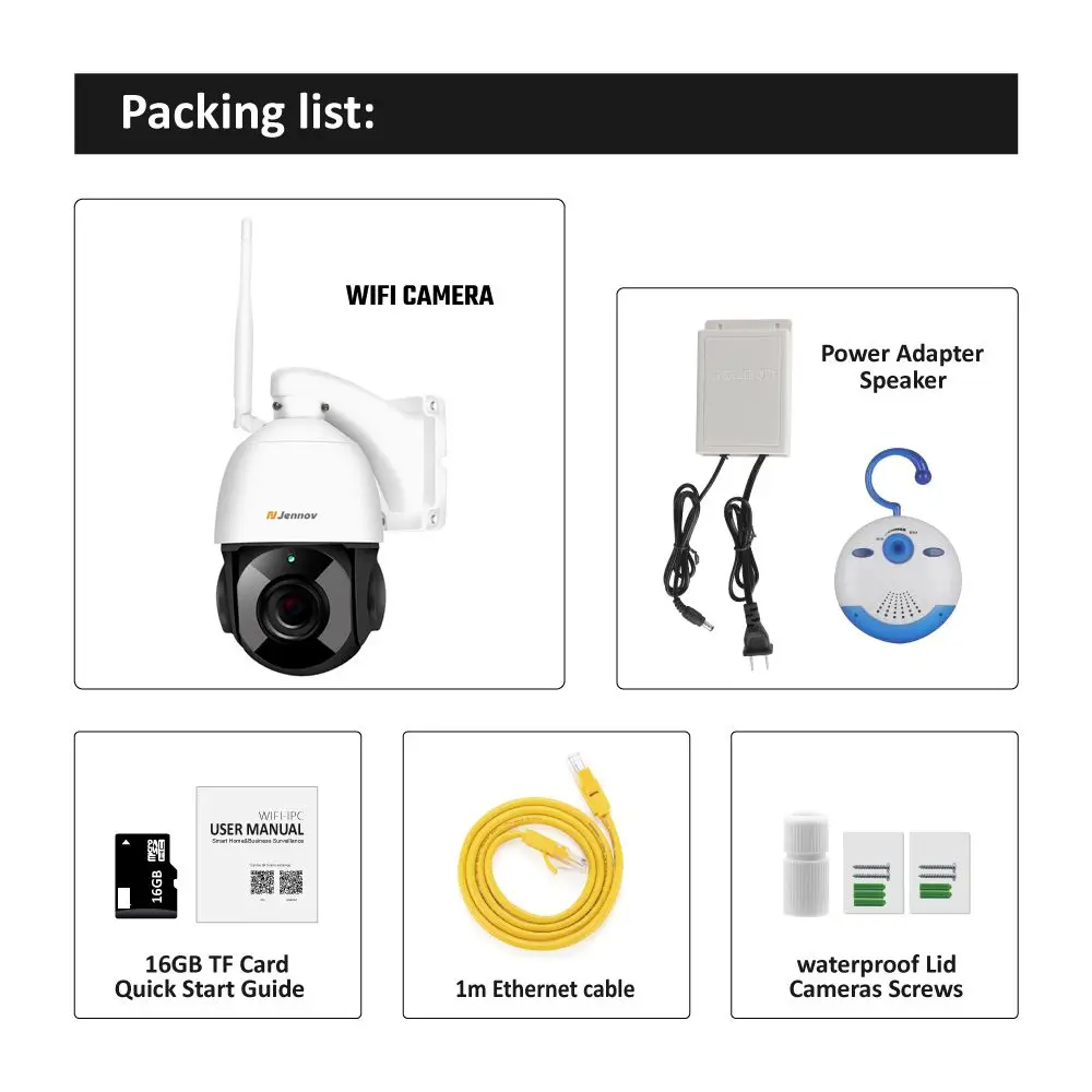 Jennov 1080P 4.5Inch 30X Zoom PTZ CCTV Security Speed Dome Camera Video Surveillance IP camera Outd