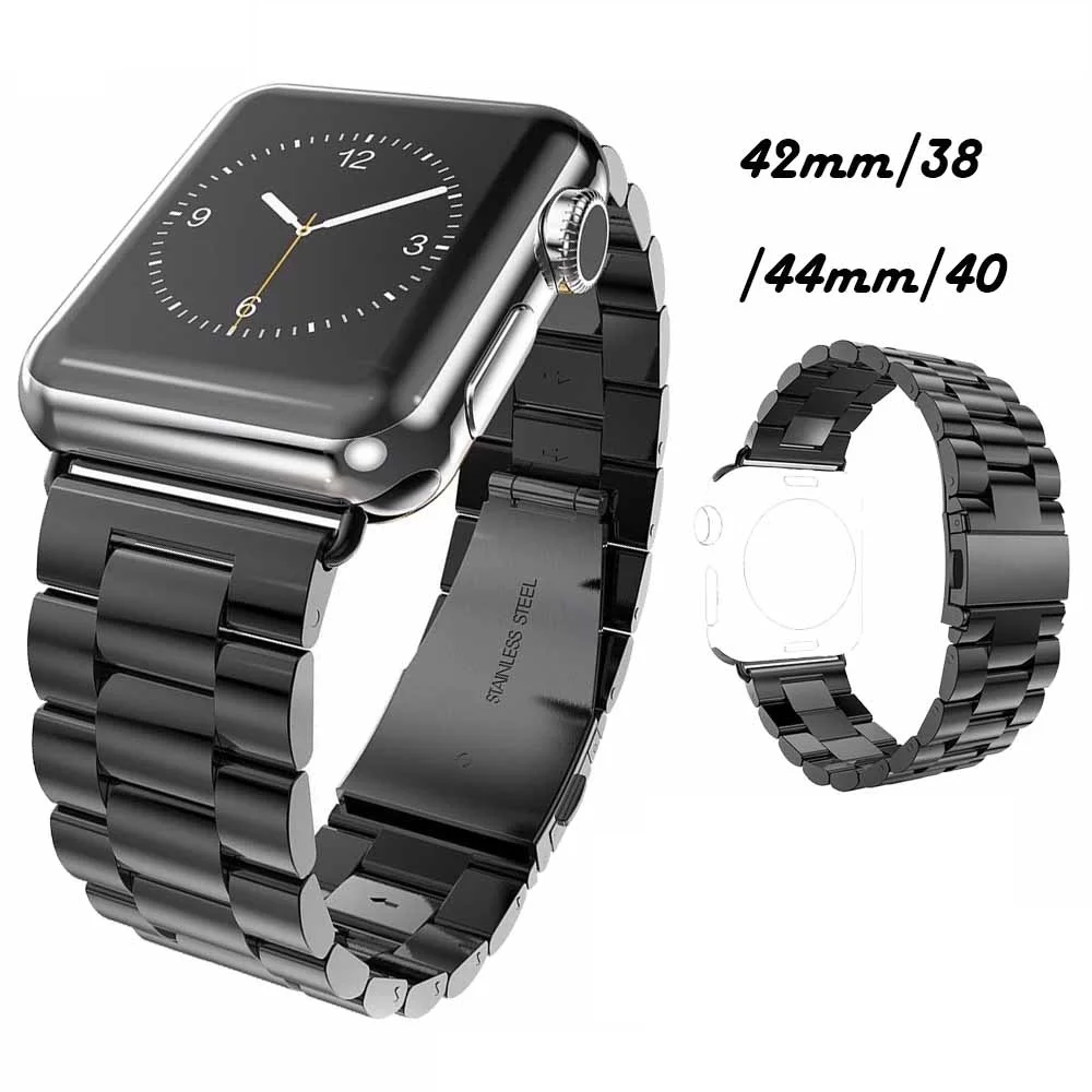 Часы correa для Apple Watch Series 4, 5, 44 мм, 42 мм, ремешок cinturino из нержавеющей стали, браслет для iWatch, браслет