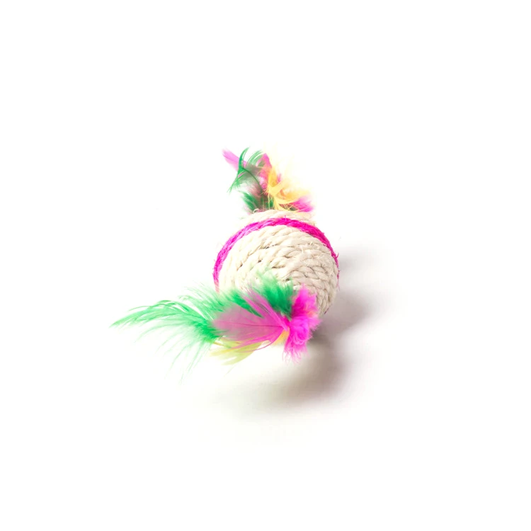1Pcs Cat Toys cute Balls Interactive Play Scratch Catch Pet Toy Feather Ball Treat Training Activity Puppy Toy