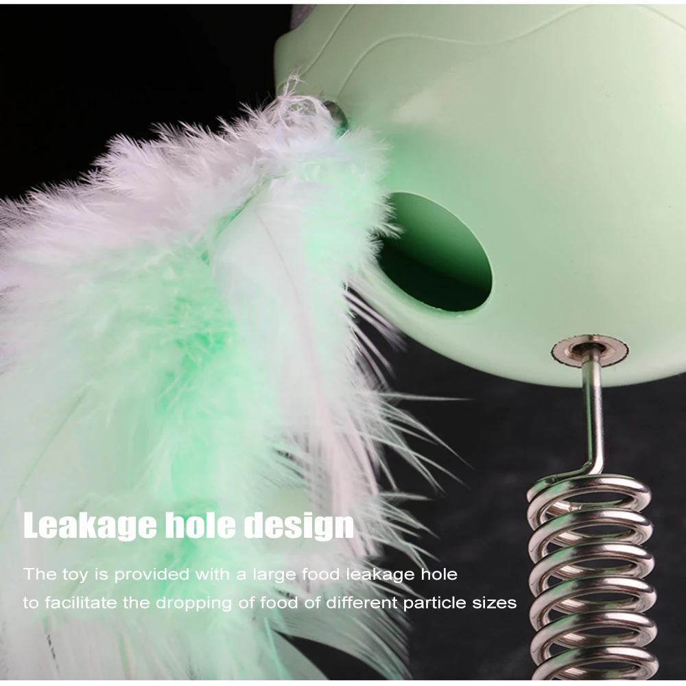 Funny Interactive Cat Toys With LED Light And Feathers Spring Tumbler Leakage Food Kitten Pets Dispenser For IQ Trainning7