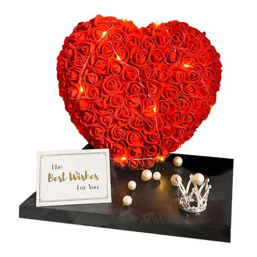 25Cm Orso Rosa Rossa Cuore Dolce Rosa Fiore Artificiale Rosa Cuore Decorazione San Valentino Regalo Di Compleanno Rosa Oso Flor San Valentino