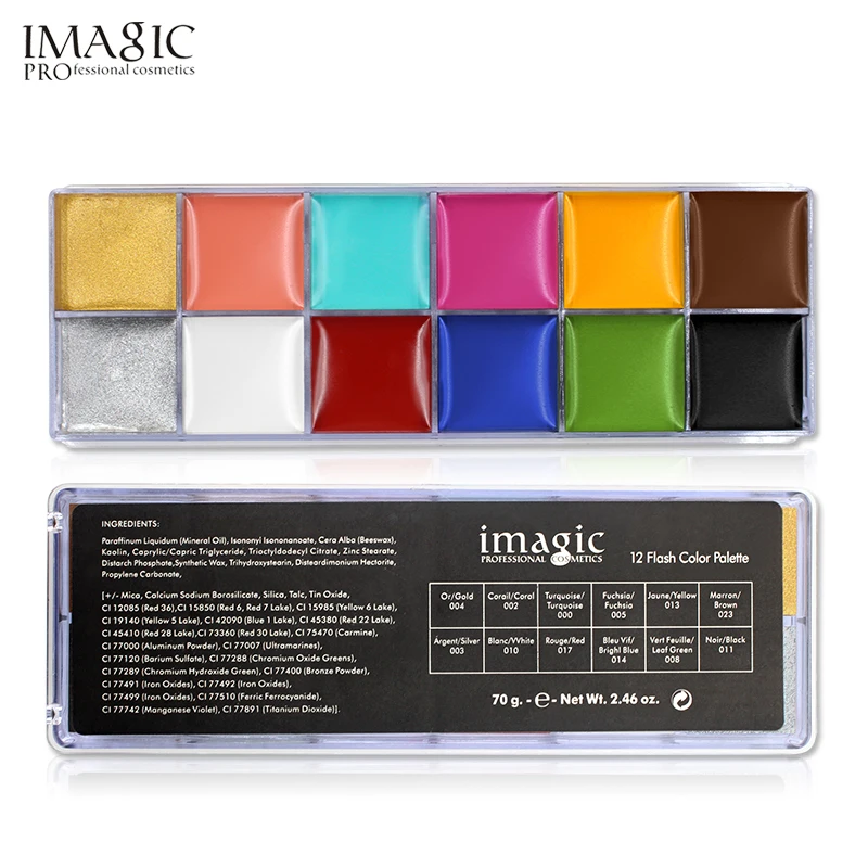 IMAGIC 12 вспышек цвета чехол Татуировка лицо боди краска Хэллоуин Вечеринка