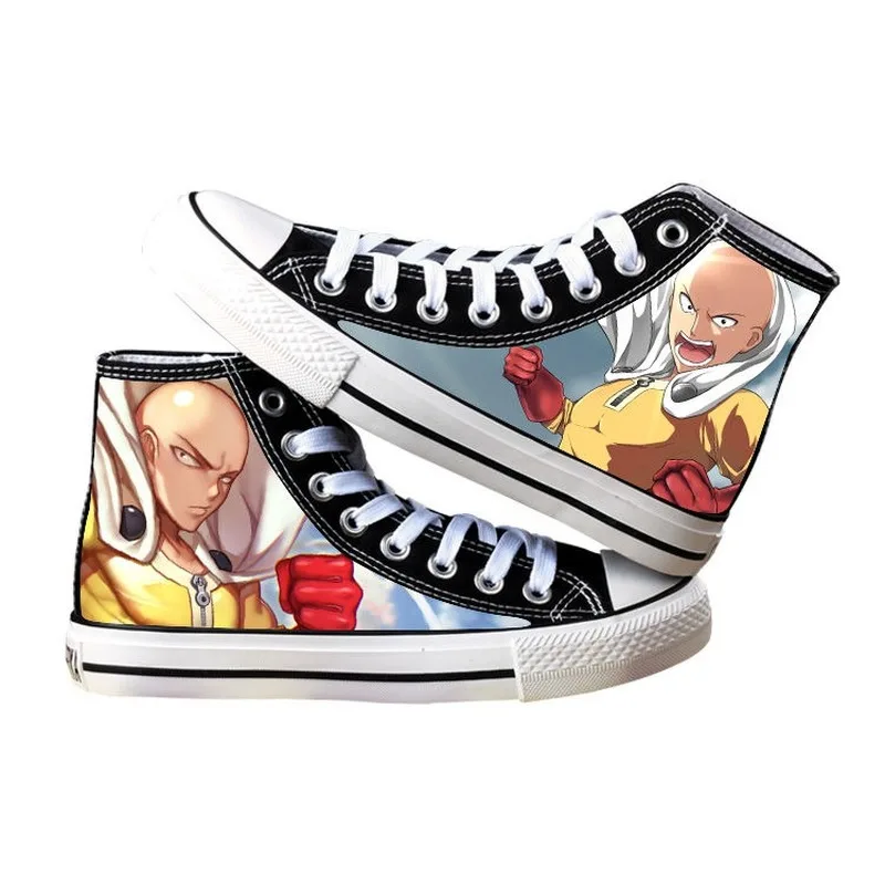 

Весенняя Новинка, унисекс, Аниме ONE PUNCH-MAN, печатная Сайтама, Повседневные высокие холщовые туфли, низкая плоская подошва, женские кроссовки
