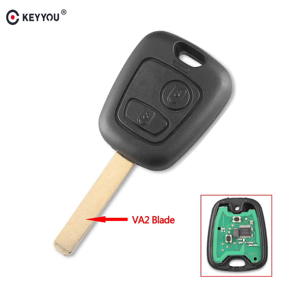 

KEYYOU 2 Buttons Remote Car Key Fob 433mhz ID46 Chip-PCF7941 For Peugeot 206 307 2005-2010 With VA2 Blade Auto Car Key