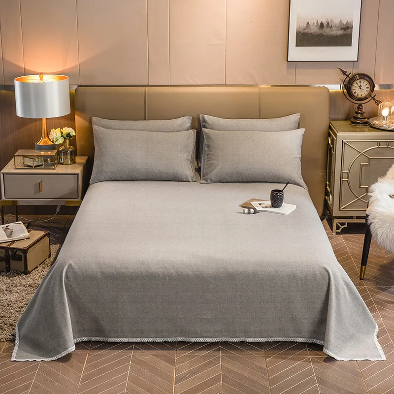 

Bed Sheet with Lace Flax Flat Sheet with Lace Solid Color Flat Sheets Bed Sheet Bedding Linen for King Queen Size Home Textile