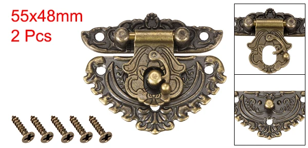 Bronze 55x48mm 2pcs Uxcell 1/2/4 шт. деревянный ящик Защёлки груди Стальная Монтажная застежка-молния с застежкой из бронзы/Gold 55x48/69x59/86x76 мм Античная защелка замка - Цвет: Bronze 55x48mm 2pcs
