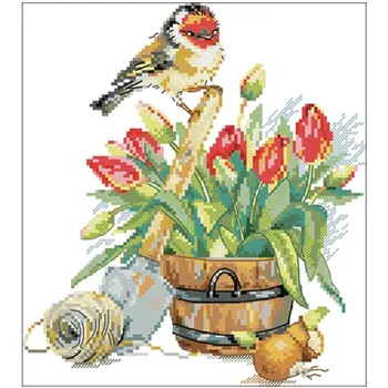 

Spring flowers and birds patterns Counted Cross Stitch 11CT 14CT 18CT DIY Chinese Cross Stitch Kits Embroidery Needlework Sets