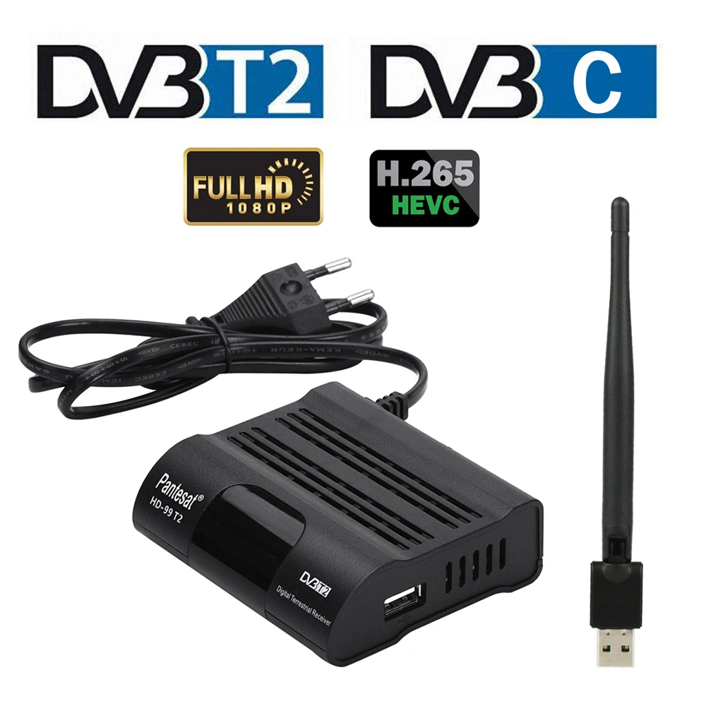 FTA DVB-T2 DVB-C ТВ-тюнер H.265 Full HD цифровой ТВ приемник приемный TDT DVB T2 IP приставка Wifi Youtube