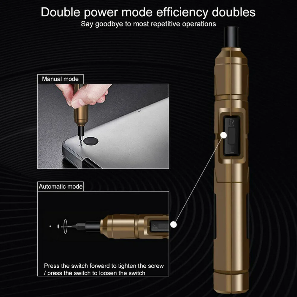 

USB Household Adapter Rechargeable Portable Metal Electric Repair Screwdriver Set Drill Bits Cordless Mini Power Tool