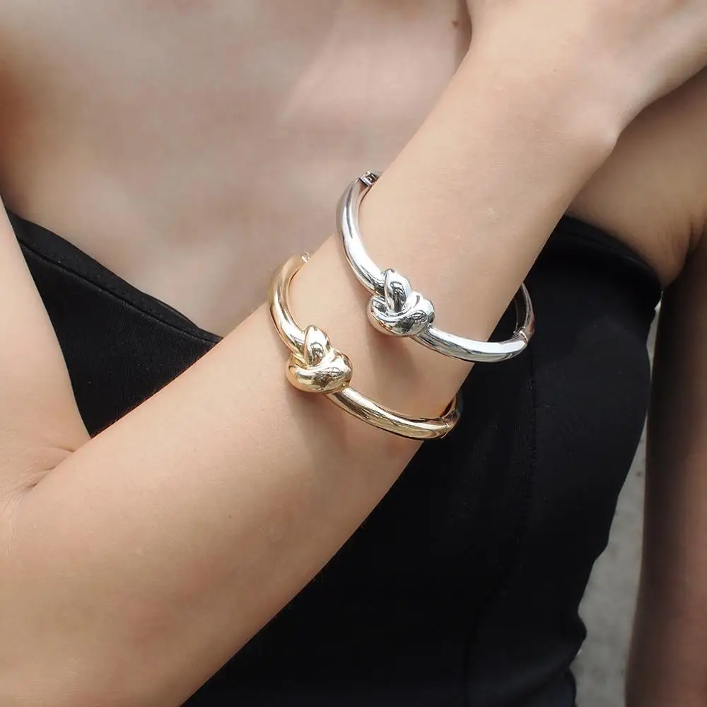 

MANILAI Simple Alloy Bangles Bracelets Women Geometry Statement Cuff Bangles Fashion Jewelry Gold Silver Color