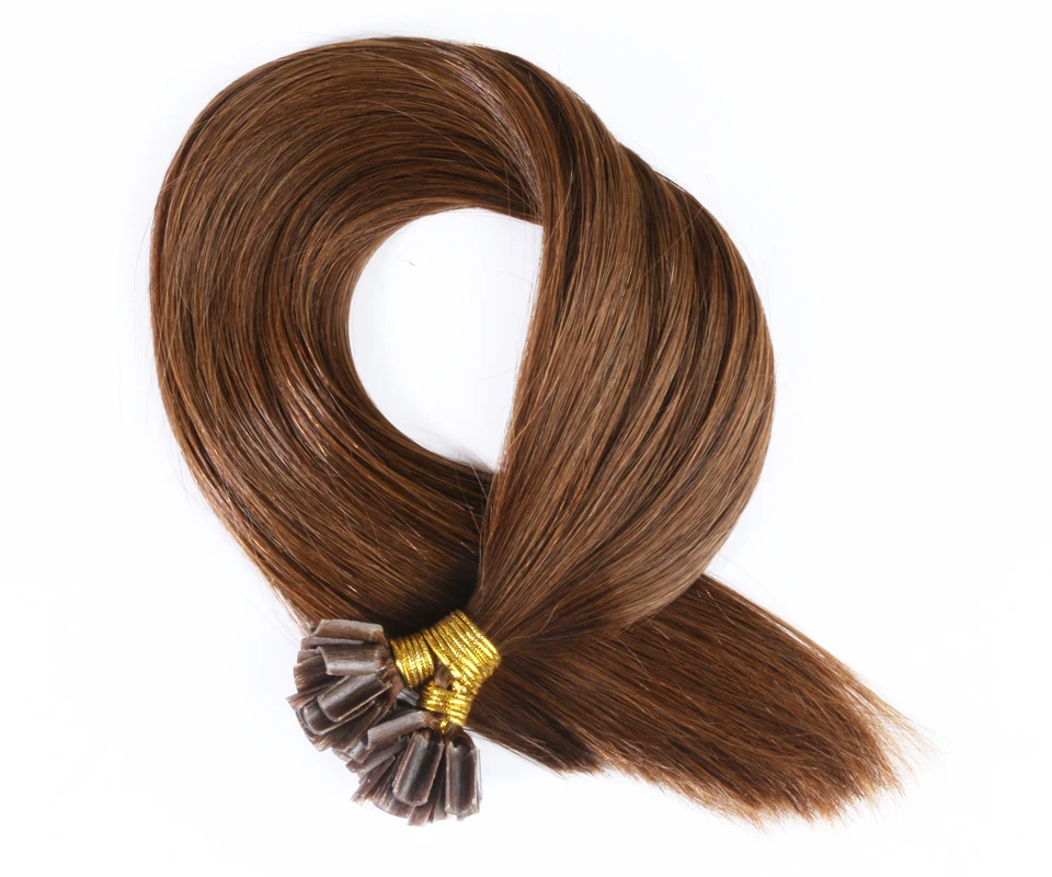 Straight Human Fusion Hair Brazilian 100% Human Hair Extension U Nail Tip Extension for Women 0.8g/pc 50pcs Keratin Capsule