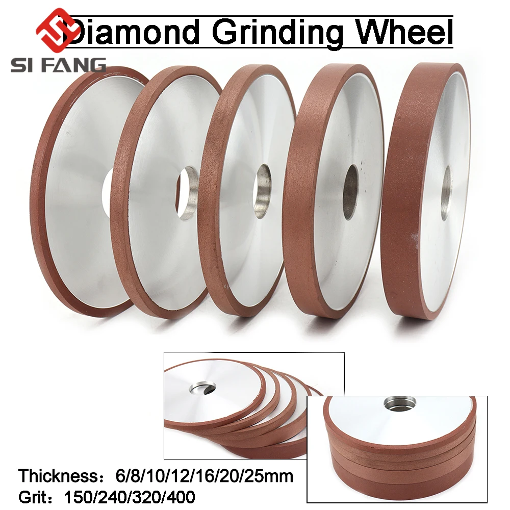 150mm Parallel Diamond Grinding Wheel Grinding Disc for Tungsten Steel Milling Cutter Tool Grit 150-400 Thickness 6-25mm