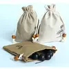 Chinese Style Lotus Linen Jute Fabric Gift Storage Bag Drawstring Pouch Package Jewelry Candy Tea Sundries Bags Travel Organizer 1