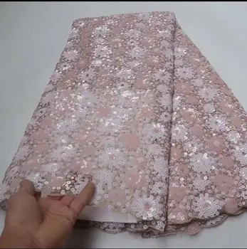 

New Sequins Lace Fabric 2019 High Quality Latest Sequins African Lace Fabric Wedding French Tulle Lace Fabric Nigerican Wedding