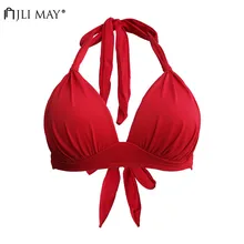 JLI может, Женский Одноцветный плиссированный купальник, без косточек, высокая талия, бикини, повязки на шее, горячая весна, пляжные стринги, купальник