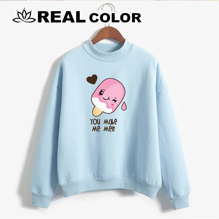 

2019 you make me meit pink women's sweatshirt No cap character print casual pullover cute short coat long sleeve O-neck shirt