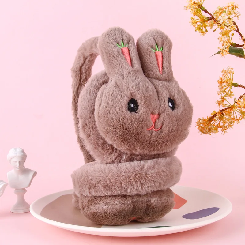 Women's winter fashion warm earmuffs children's cartoon footprints plush earcovers embroidered outdoor windproof earcovers - Цвет: R011