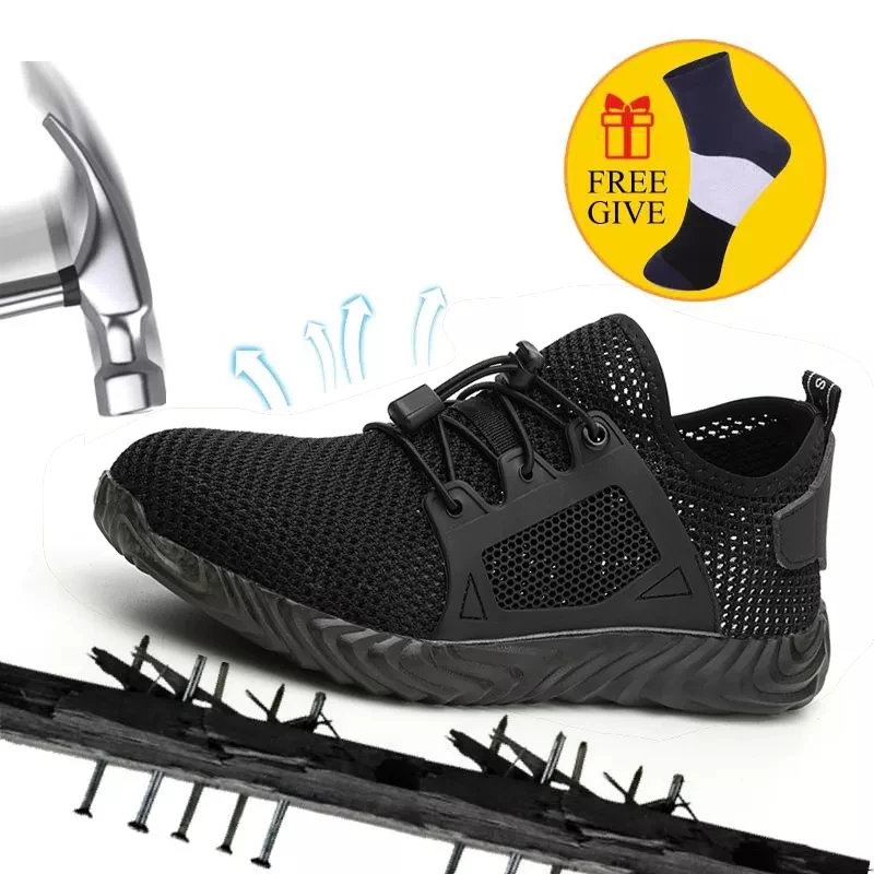 Dropshipping Men Summer Safety Shoes Steel Toe Casual Shoes Puncture Proof Light Weight Work Safety Sneakers For Men